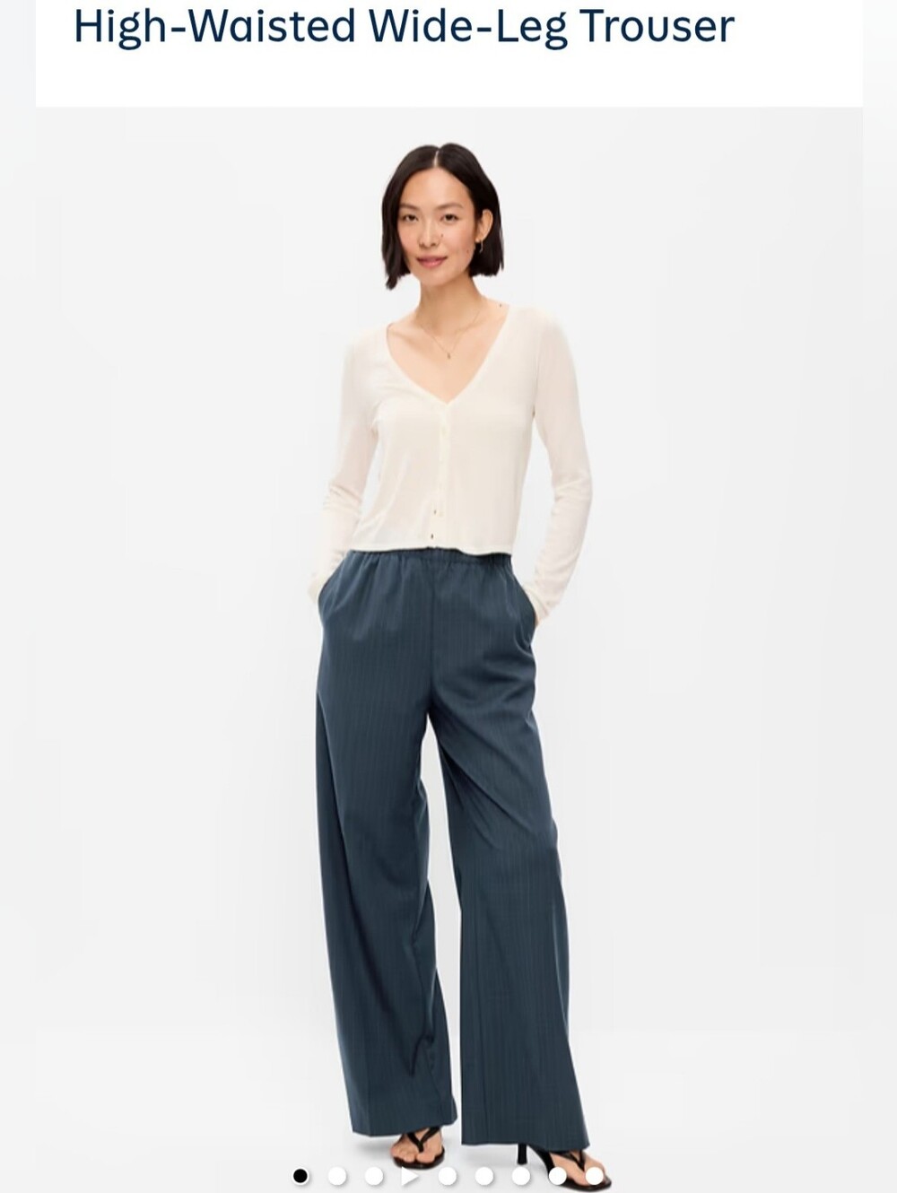 Old Navy High Waist Wide Leg, Pull On Pants In Navy, Regular Medium